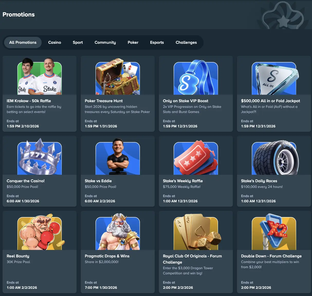 Casino promotion and bonuses section